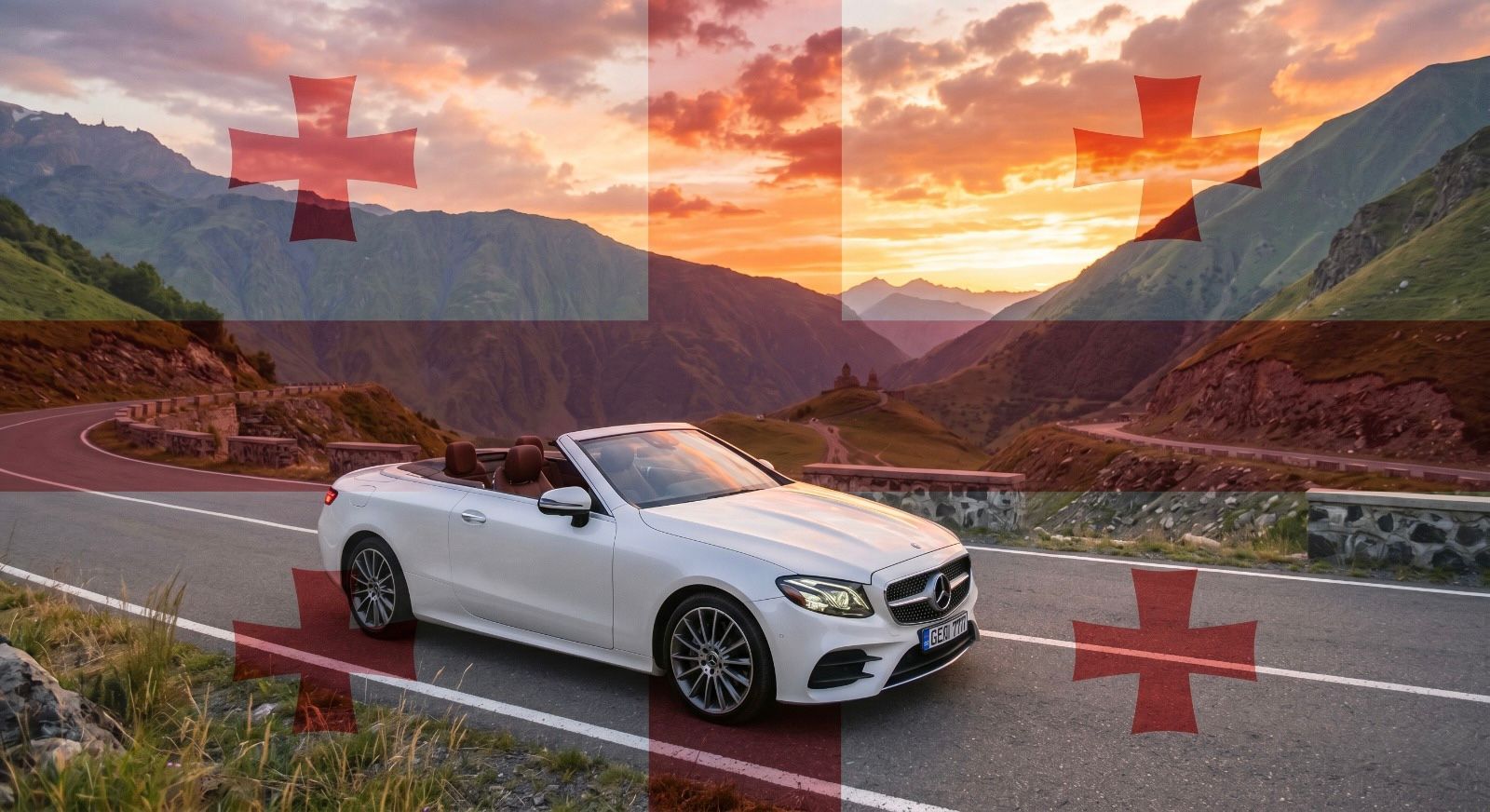 Premium car on a Georgian mountain road